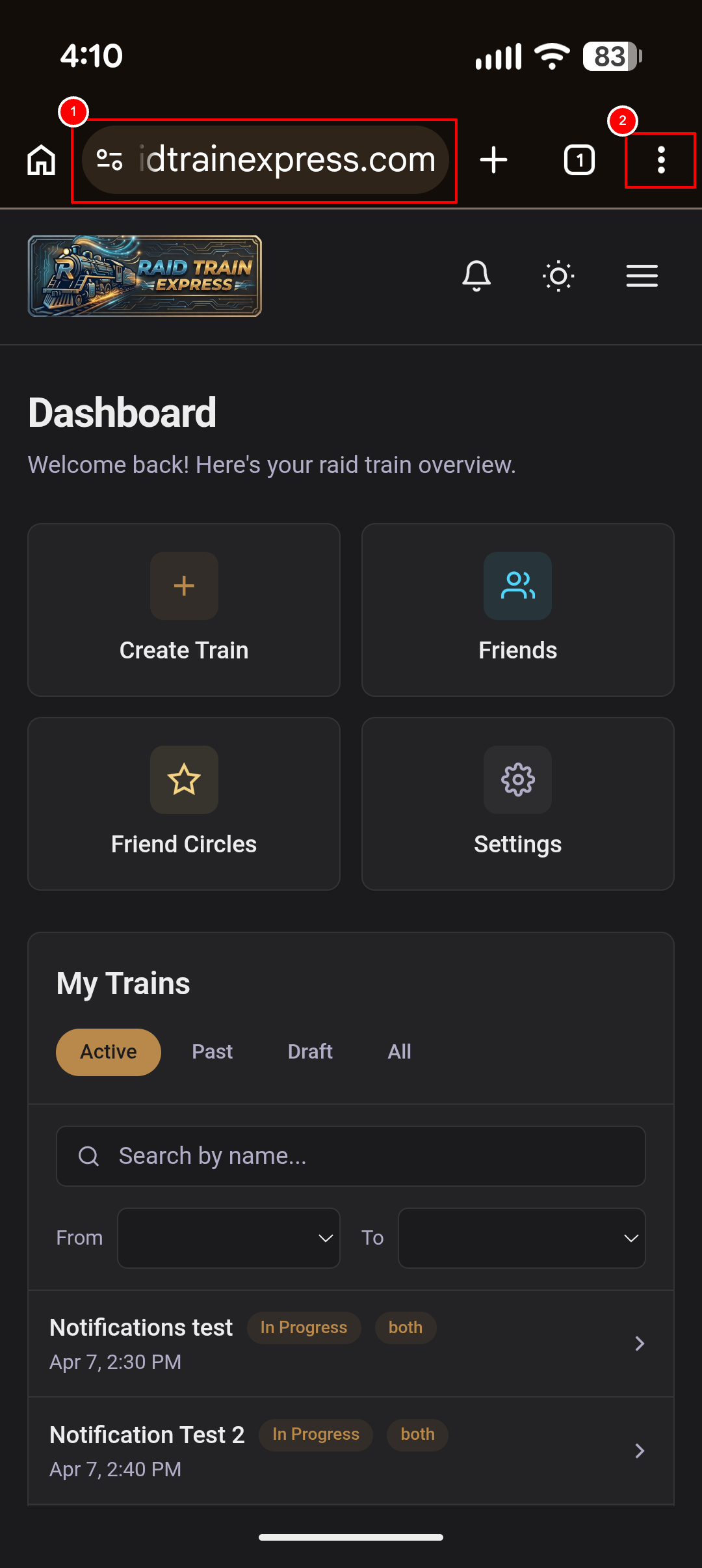 Step 1: Open the website in Chrome, and open the Chrome menu
